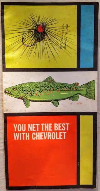 Chevy Fly Fishing Advertising Poster " You Net The Best With Chevrolet " 1963