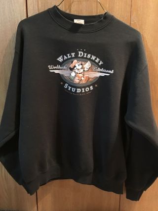 Walt Disney Studios Sweatshirt Mens Black Medium Vintage Mickey Mouse