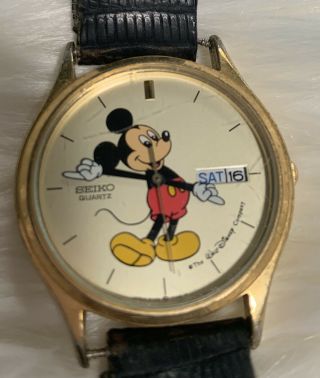 Seiko Mickey Mouse Watch 5y23 - 7079 Date In Spanish Or English