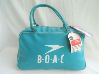 Vintage Boac Airline Carry Bag With Bea & Union - Castle Labels 1960s