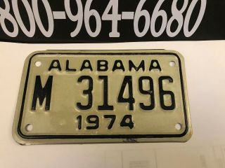 Vintage 1974 Alabama Motorcycle License Plate Nos Never Issued M 31496
