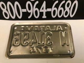 Vintage 1974 Alabama Motorcycle License Plate NOS never issued M 31496 2