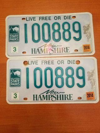 Nh Hampshire State Parks License Plate Pair 100889 Live Or Die