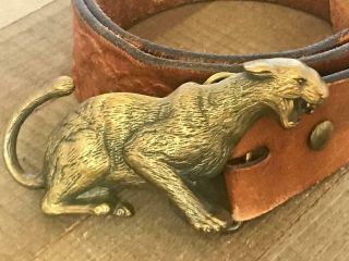 Rare Vintage Panther Bbb Solid Brass 1978 Baron Belt Buckle 6104 Mountain Lion