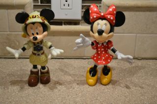 Disney Safari Mickey Mouse And Minnie Mouse 8” Poseable Figures (a)