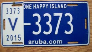 Single Aruba N.  A.  License Plate - 2015 - V - 3373 - One Happy Island