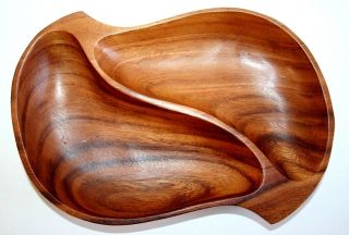 Hand Crafted Divided Wooden Bowl Made From Monkey Pod