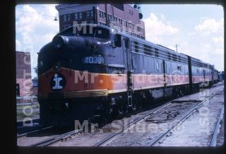 Slide Ic Illinois Central E9a 4038 & 3 W/passenger Train In 1970