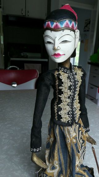 Vintage Wayang Doll Indonesian Wood Puppet Golek Asian Javanese Rama Marinette