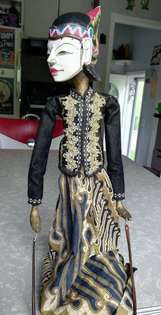 Vintage Wayang Doll Indonesian Wood Puppet Golek Asian Javanese Rama Marinette 2