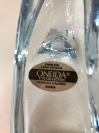 Oneida Crystal Cinderella Blue Glass Slipper Shoe Ring Box Cake Topper 4