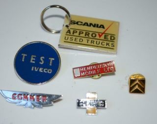 Various Lapel Badges & Keyring - Commer / Cummins / Iveco / Citroen / Scania Etc
