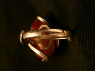 Wonderful Tibetan Silver Inlay Agate Dzi Swastika/1Eyed Bead Ring G120 3