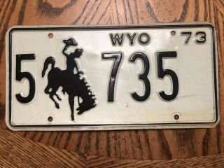 1973 Wyoming Vintage License Plate Bucking Bronco Antique Rodeo Cowboys Horse