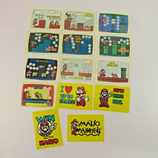 Vintage Nintendo 1989 Trading Cards Mario Bros.  Set 1 - 10 With 4 Stickers