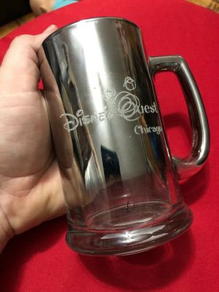 Vintage Disney Quest Chicago Etched Glass Beer Stein Mug Rare