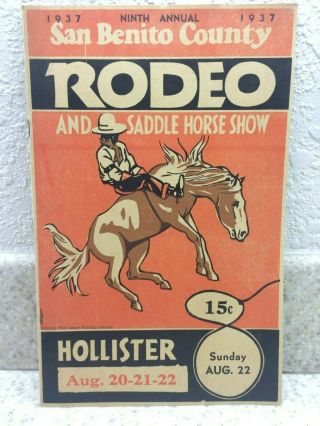 Rare Vintage 9th Annual 1937 San Benito County Rodeo & Saddle Horse Show Program