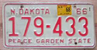 North Dakota 1968 License Plate 179 - 433