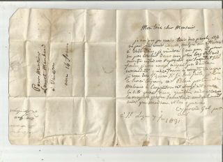 Stampless Folded Letter: 1831 France
