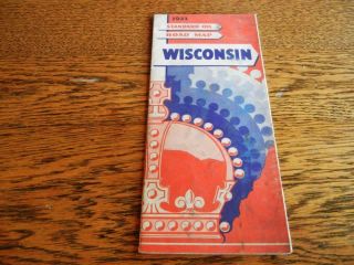 Vintage 1933 Standard Oil Fold Out Road Map Of Wisconsin