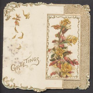 C5001 Victorian Tuck 2 Tab Folding Die Cut Birthday Card: Flowers