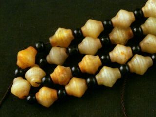 26 Inches Good Quality Chinese Old Jade Hand Carved Beads Necklace E144 5