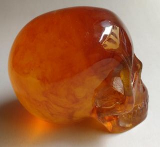 11.  5 cm Collectible Decorate Handwork Old Burmese amber carving skull statue 2