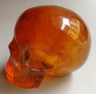 11.  5 cm Collectible Decorate Handwork Old Burmese amber carving skull statue 5