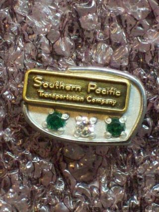 Southern Pacific Transportation Company Service Award Pin 3 Stones Tie Tack Vtg