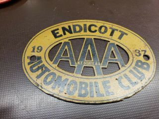 Antique Endicott York Auto Club Car Badge 1937