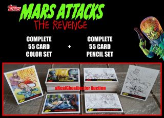 2017 Topps Mars Attacks The Revenge Complete 110 Card Base Set - Color,  Pencil