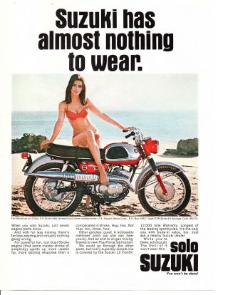 1967 Suzuki 250cc X - 6 Scrambler Motorcycle Sexy Print Ad