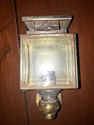 Small Antique Nickel Brass Early Car Lantern Old