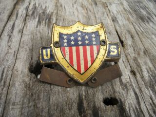 Vintage U.  S.  Flag License Plate Topper Holder No Flags Neat Nr