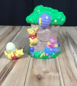 Vintage Disney Winnie The Pooh Hunny Honey Tree Cookie Jar W Salt Pepper Shaker