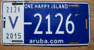Single Aruba N.  A.  License Plate - 2015 - V - 2126 - One Happy Island