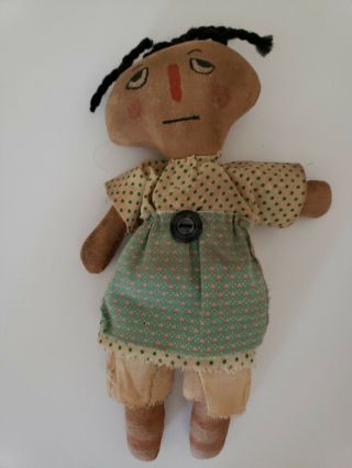 Vintage Black Americana Folk Art Hand Made Primitive Antique Rag Baby Doll