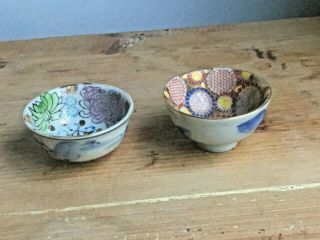 Vintage Japanese Hand Painted Gilt Porcelain Miniature Bowls Marked