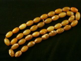 29 Inches Unusual Chinese Old Jade Beads Necklace B128