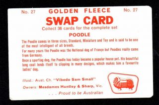 Vintage Swap Card - Golden Fleece Dog Series - Poodle 2