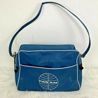 Vintage Pan Am Bag Shoulder Strap Overnight Carry On Travel Luggage Blue