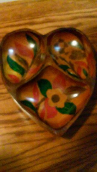 Wooden Bowl.  Heart Shaped.