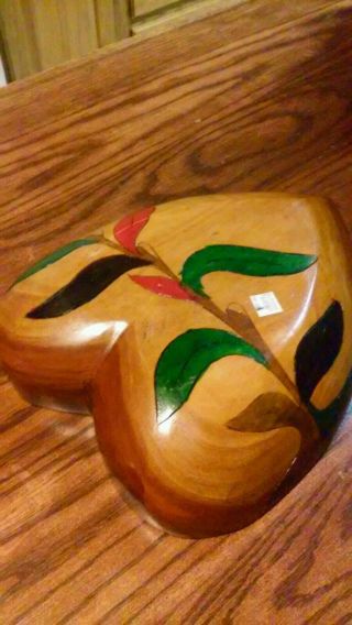 Wooden bowl.  Heart shaped. 2