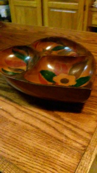Wooden bowl.  Heart shaped. 3