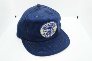 Vintage Blue Sp Southern Pacific Lines Sunset Logo Railroad Snapback Hat Cap