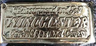 Brass Winchester Plaque Gun Ammunition Cartridges Man Cave Den Cabin Sign