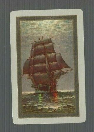 Swap Playing Cards 1 Vint N/nmd U.  S " At Sea " Tall Ship/ Boat Moonlight Us76