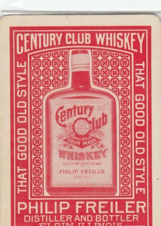 Alcohol Ads.  - Century Club Whiskey - 1 Single Vintage Swap Playing Cards