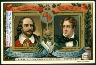 Shakespeare And Byron English Writers Pretty C1898 Trade Ad Card