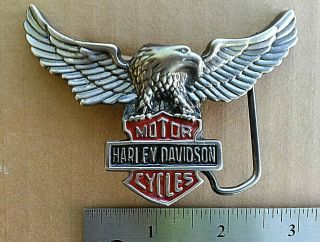 Vtg Harley Davidson Eagle With Bar & Shield Logo Buckle 2204